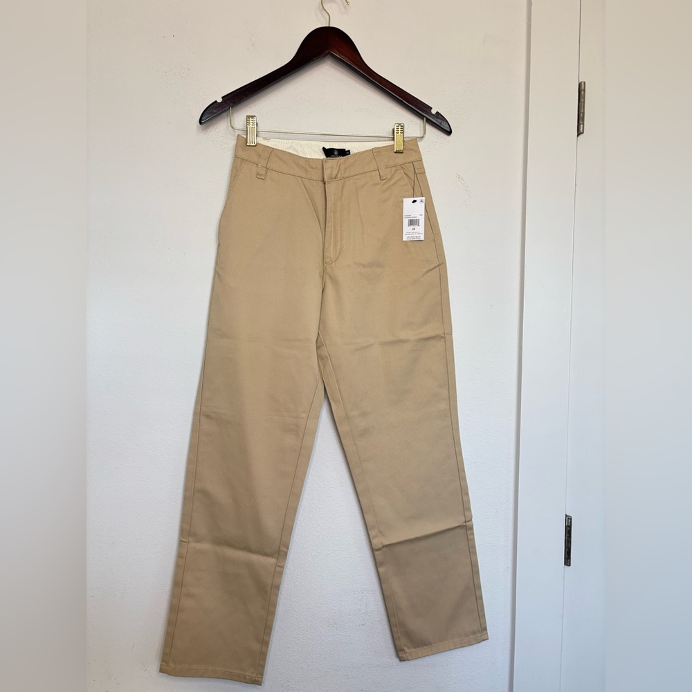 VOLCOM NWT CREAM SO CHICKIE HIGHRISE SKATER PANTS SZ 24